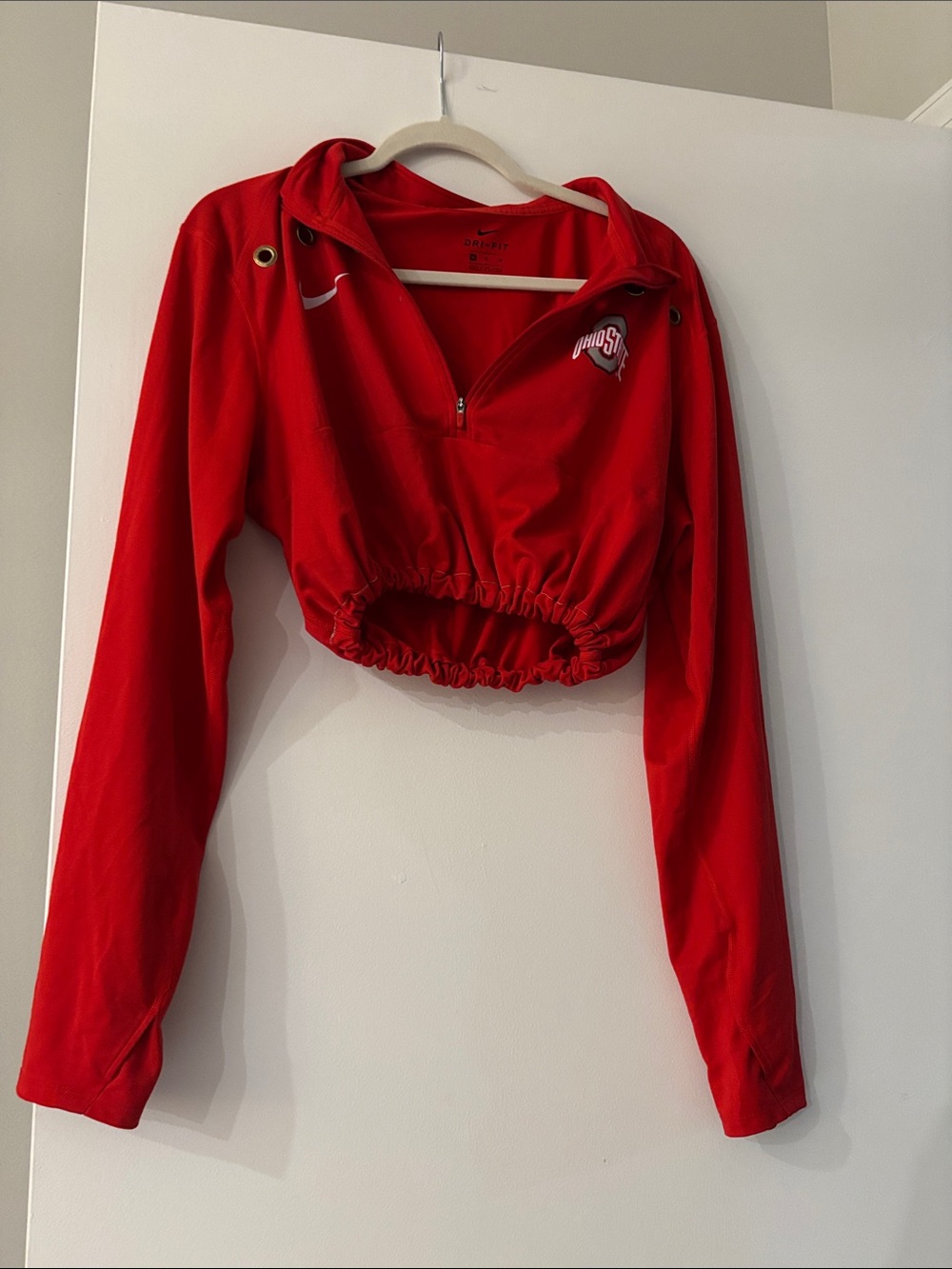 Nike Red Cropped Pullover Jacket with Ohio State Logo